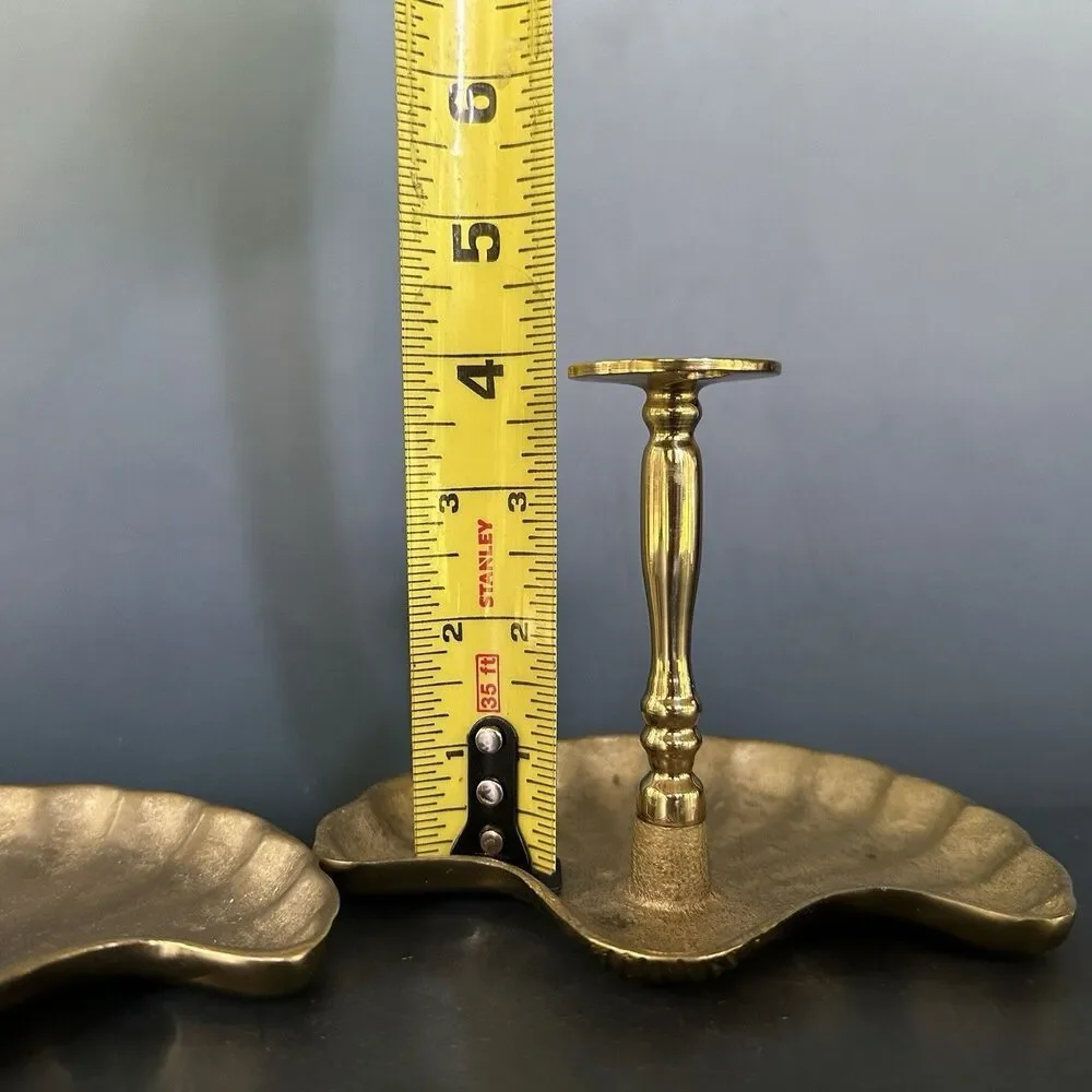 VTG Solid Brass Clam Shell Curtain Tiebacks Holdbacks Drapery Hardware Pair